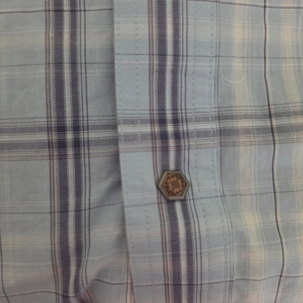 Ariat Men's XXLHarry Retro Light Blue Shadow Plaid Fitted Snap Shirt Western - Picture 8 of 11